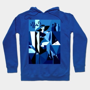 Blue Woman in Cafe Hoodie